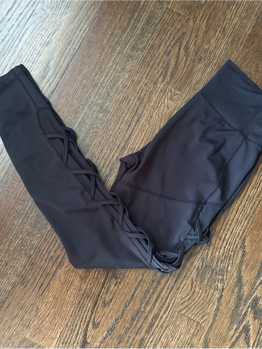 Buff Bunny Black Leggings Sheer Panel X Design Medium